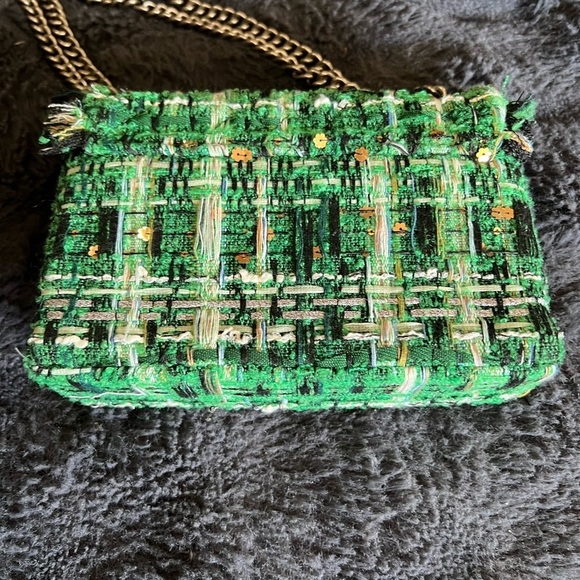 Kurt Geiger Mini Brixton Green Tweed Bag - Picture 3 of 9